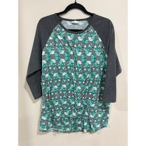 LuLaRoe Disney Donald Duck Raglan 2XL Graphic Tunic Top Plus Size Relaxed Casual